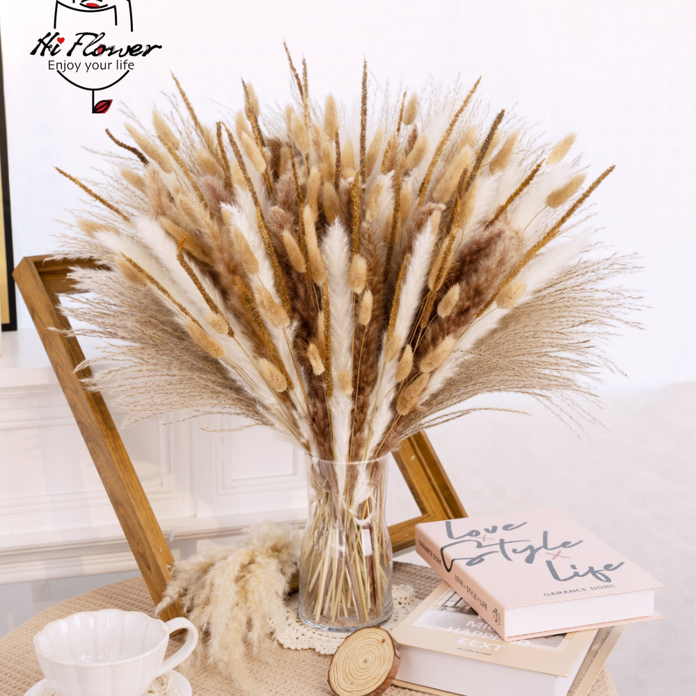 Dried Flower Bouquet - Natural Dried Pampas Grass Bouquet Bunny