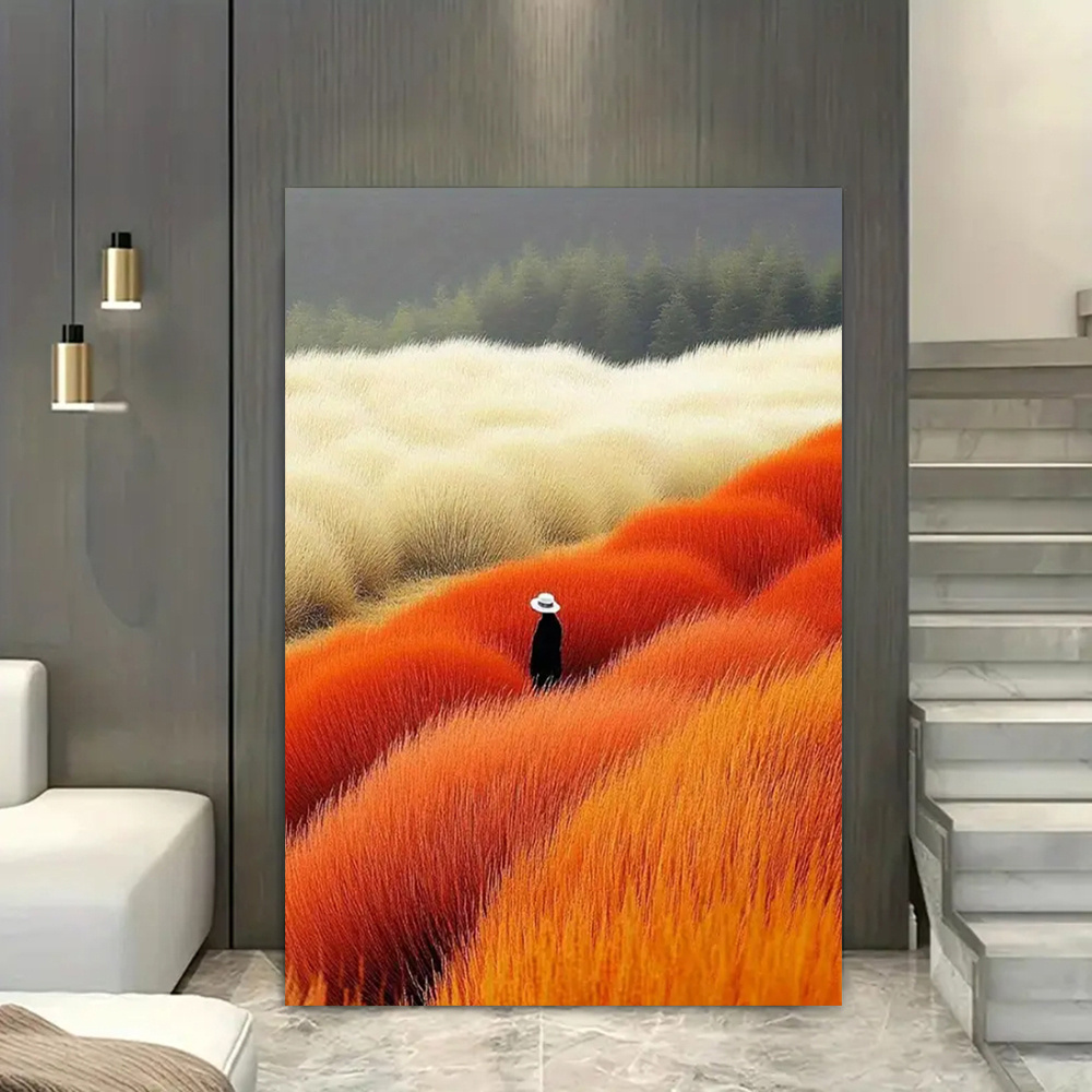 Home Decor Orange - Modern Abstract Landscape Poster and Prints