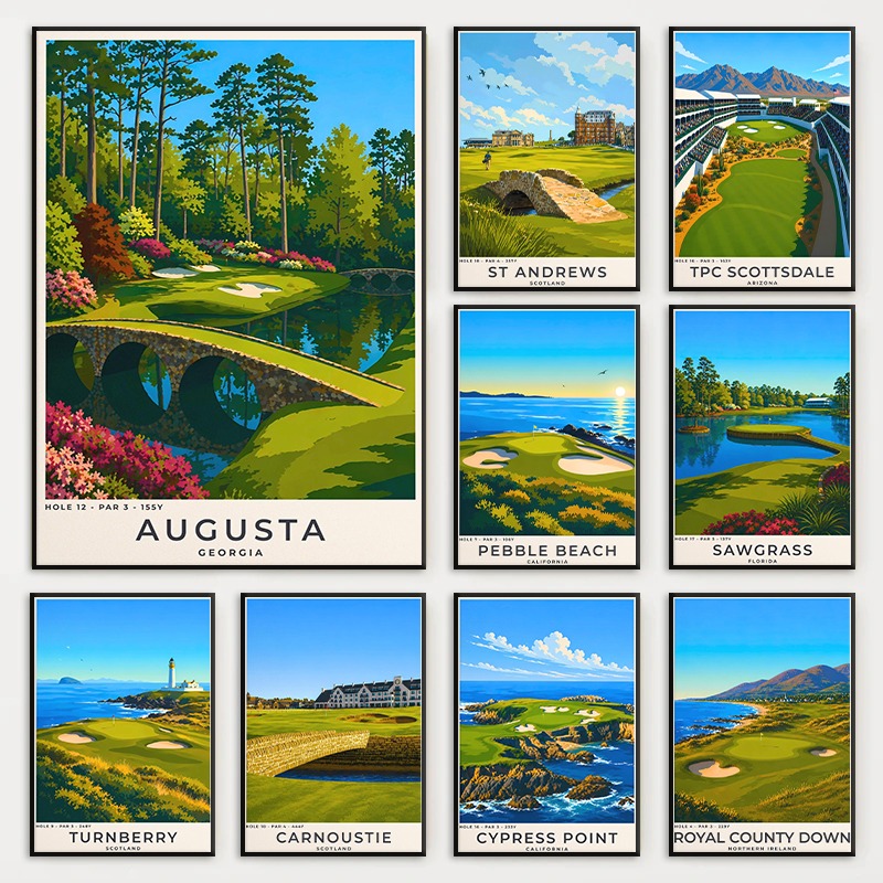 Home Decor Location - Modern Golf Locations Travel Scenery Poster