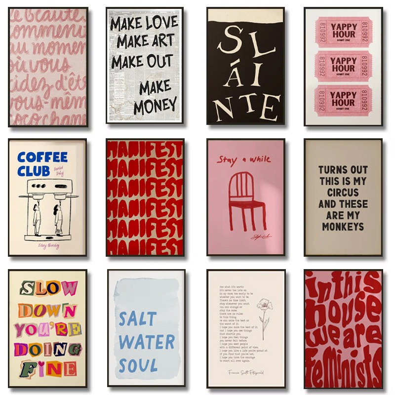 Home Decor Aesthetic Pinterest - 1pc Simple Trendy Text Printing Poster,