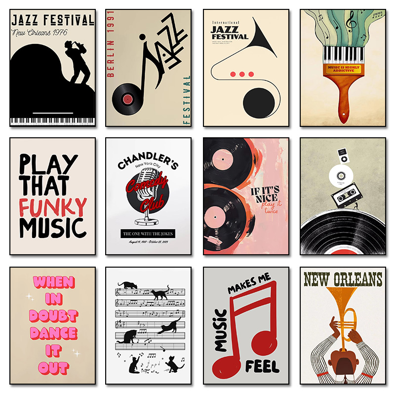 Home Decor Aesthetic Pinterest - Abstract Jazz Festival Record Machine Music