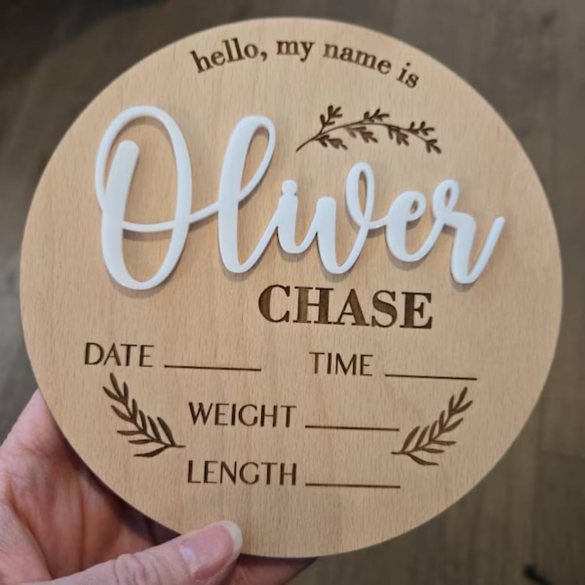 Home Decor Inspo - 1Pc Custom Baby Announcement Sign Wooden