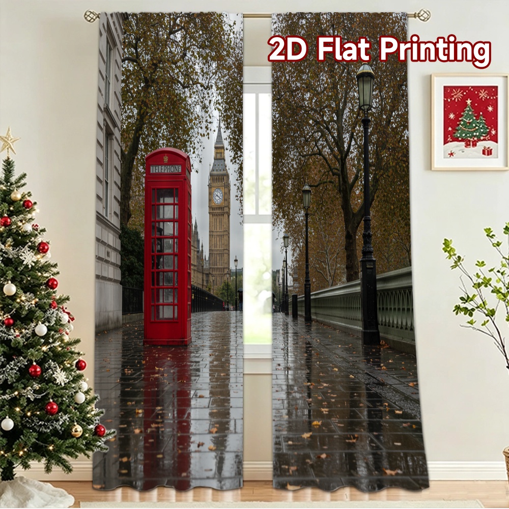 Home Decor London - 2D flat 2pcs Curtain Home Short