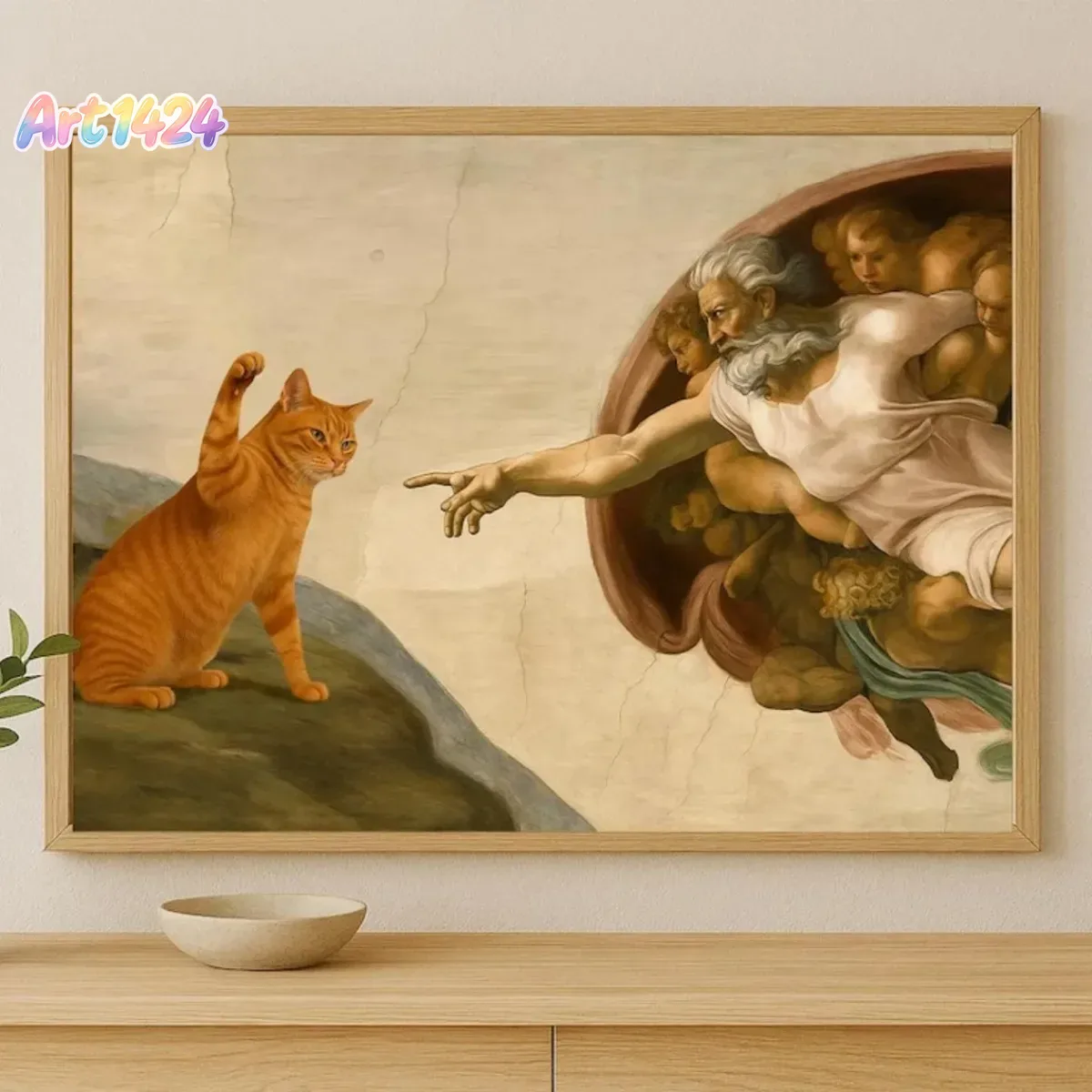 Home Decor Orange - Whimsical 'Creation of Adam' with Orange