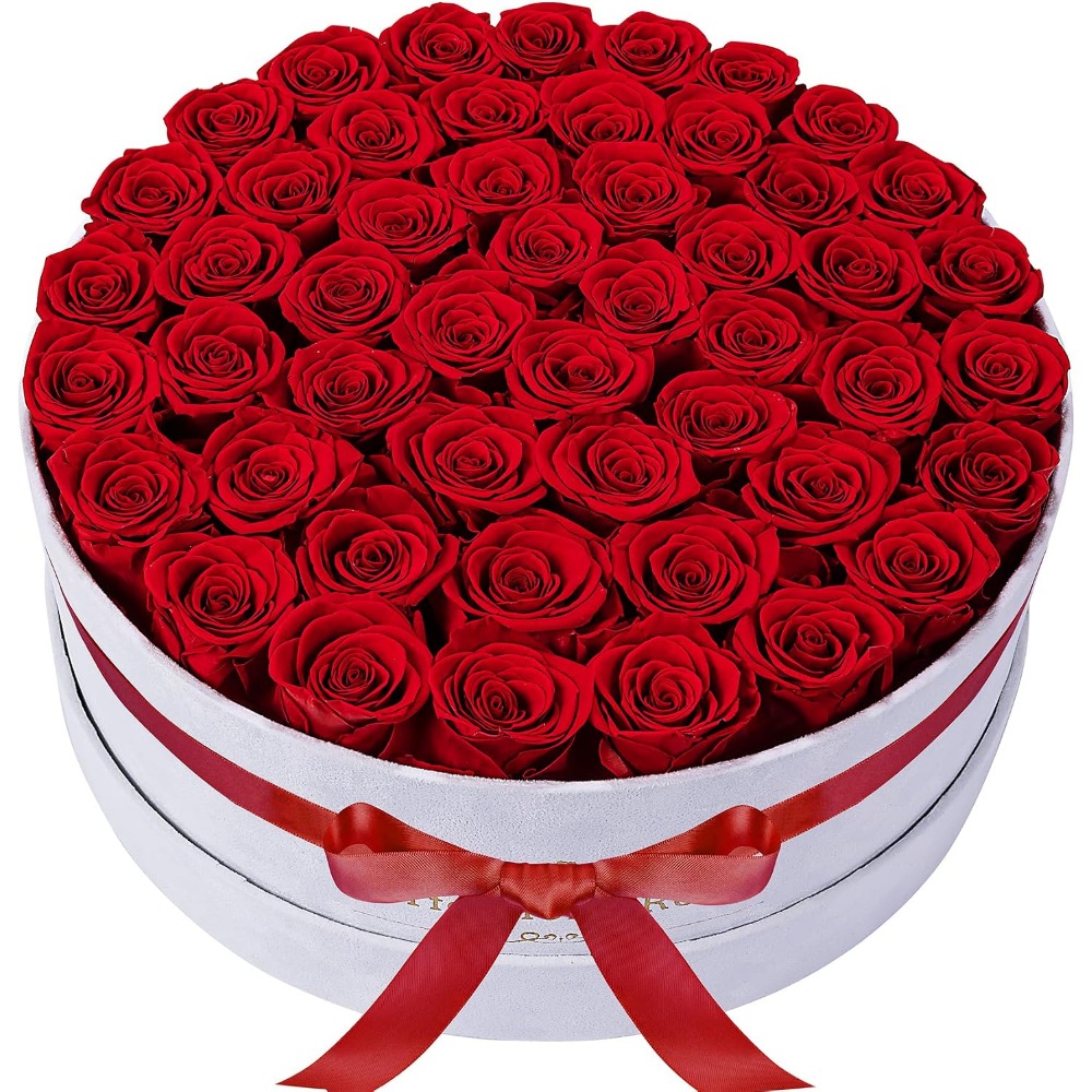 50 Velvet Box Roses, Preserved - đánh giá và giá Home Decor Tulip