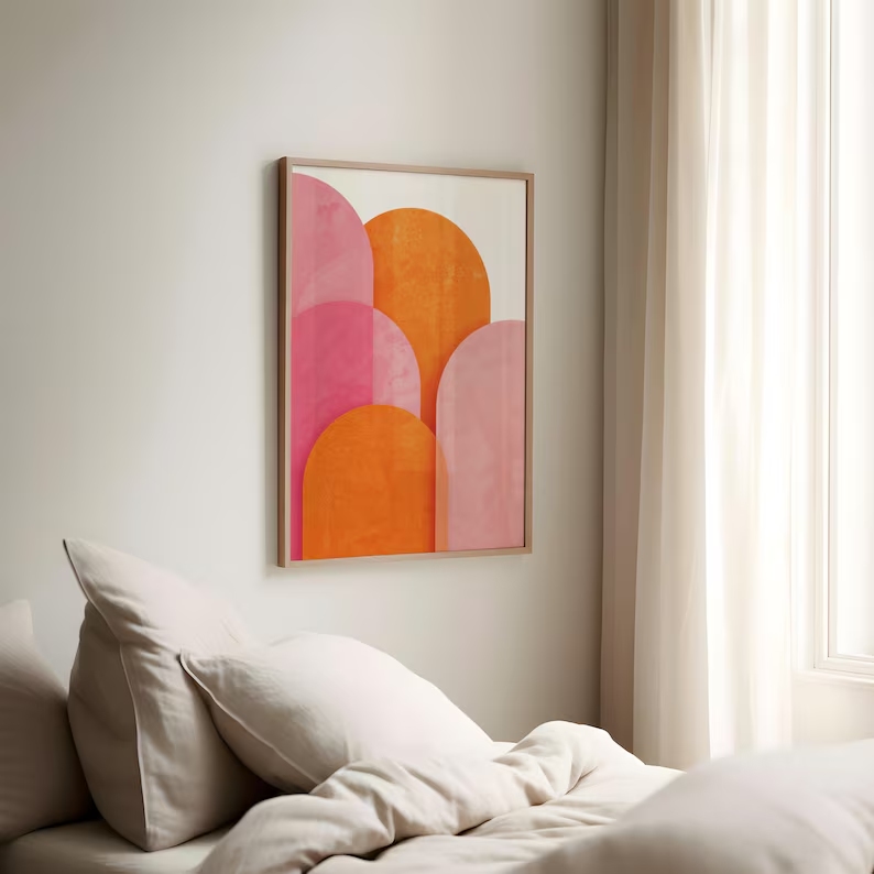 Modern Abstract Colorful Pink  - đánh giá và giá Home Decor Orange