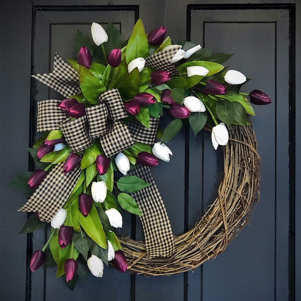 Spring Tulip Wreath, Door Hang - đánh giá và giá Home Decor Tulip