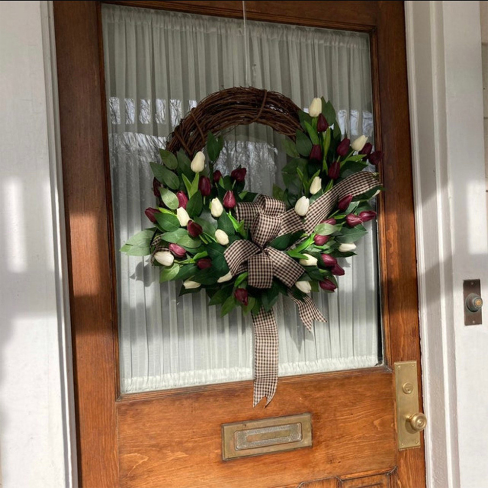 Spring Tulip Wreath, Door Hang - đánh giá và giá Home Decor Tulip