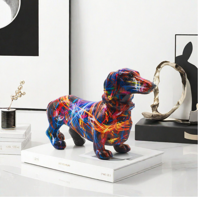 Resin Graffiti Dog Statue Mode - đánh giá và giá Home Decor Resin
