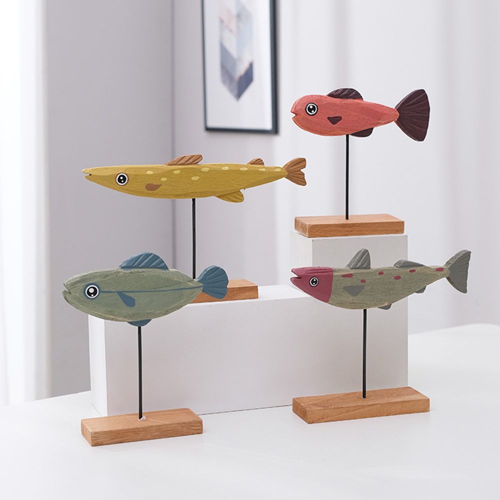 Colorful Wooden Fish Statue No - đánh giá và giá Home Decor Modern Organic
