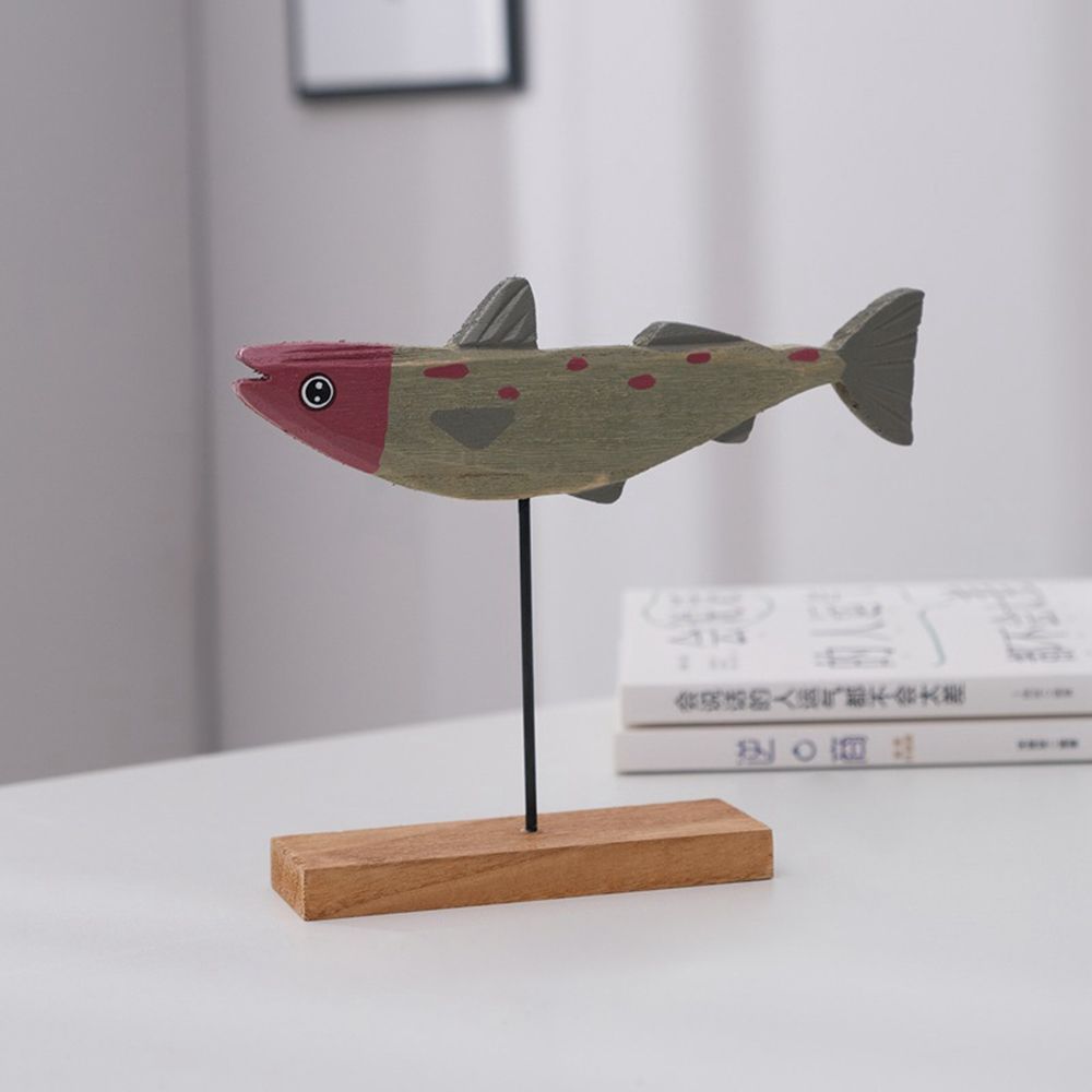 Colorful Wooden Fish Statue No - đánh giá và giá Home Decor Modern Organic
