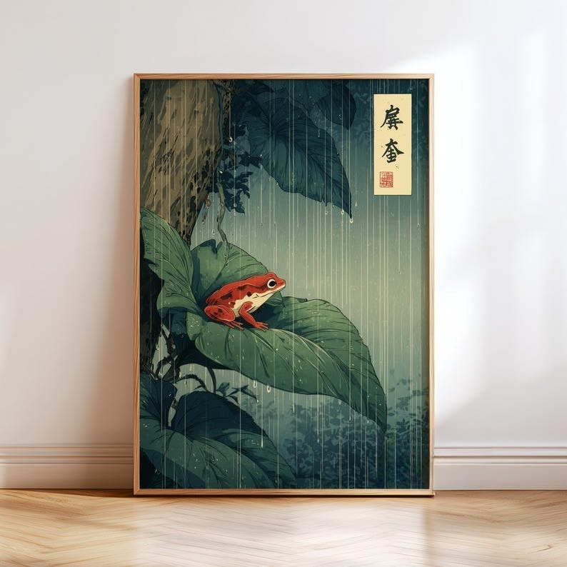 1pc Japanese Frog Canvas Wall  - đánh giá và giá Home Decor Aesthetic Pinterest