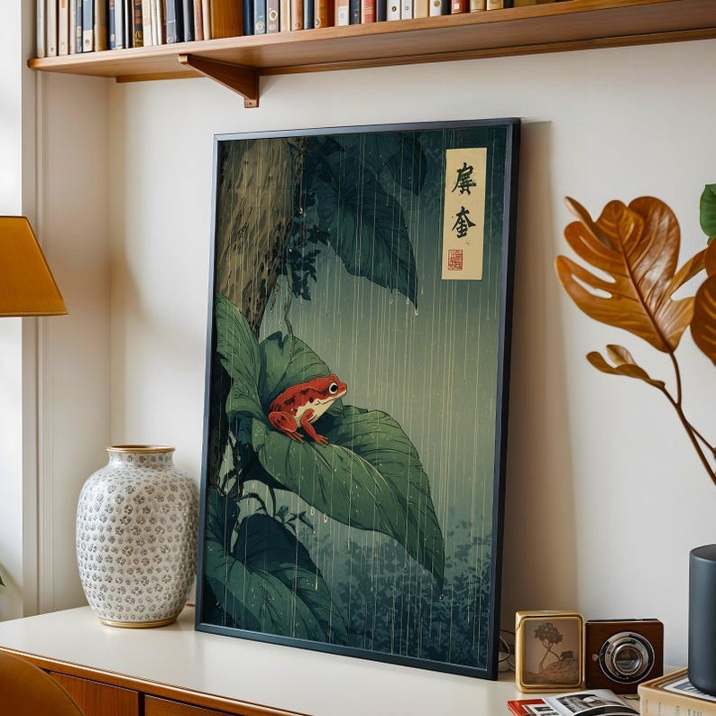 1pc Japanese Frog Canvas Wall  - đánh giá và giá Home Decor Aesthetic Pinterest