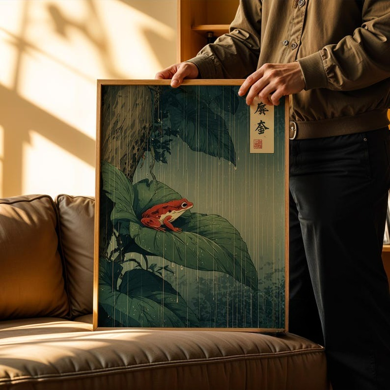 1pc Japanese Frog Canvas Wall  - đánh giá và giá Home Decor Aesthetic Pinterest