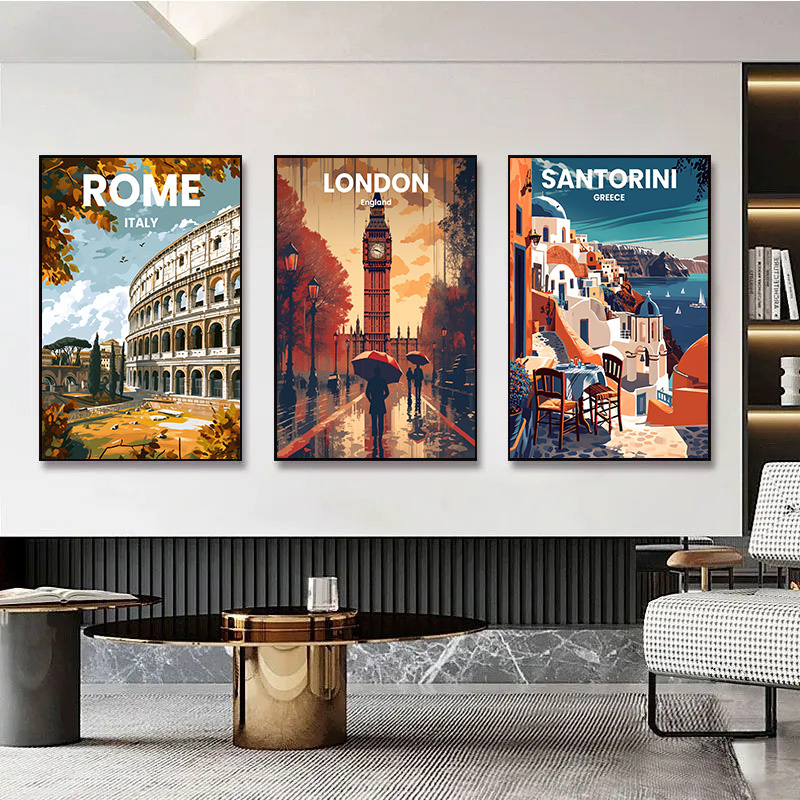 Modern Travel Cities Santorini - đánh giá và giá Home Decor London