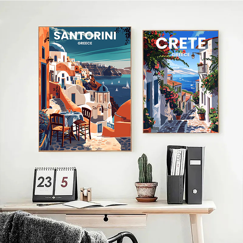 Modern Travel Cities Santorini - đánh giá và giá Home Decor London