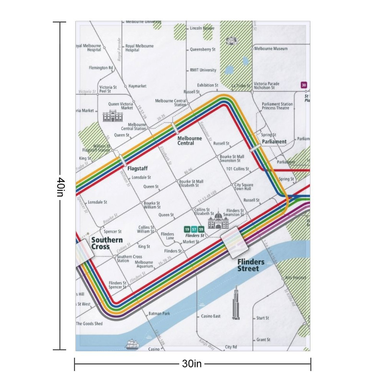 Melbourne City Rail Map Square - đánh giá và giá Home Decor Melbourne
