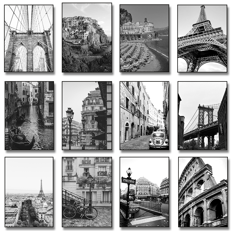 (No frame)Black White City New - đánh giá và giá Home Decor London