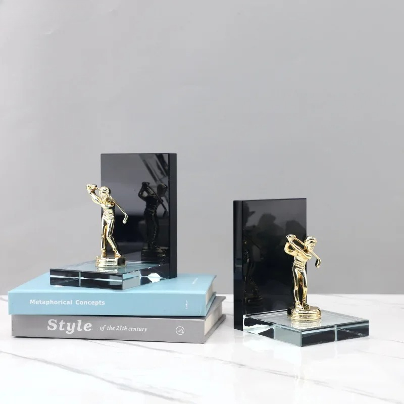 Golden Golf Player Sculpture A - đánh giá và giá Aesthetic Bookend