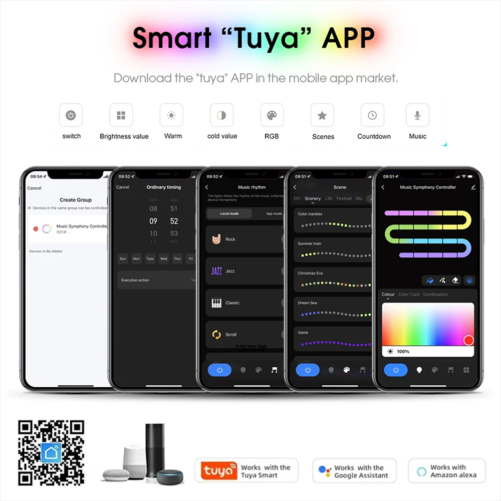 Tuya WiFi WS2811 RGBIC COB LED - đánh giá và giá Home Decor Free App