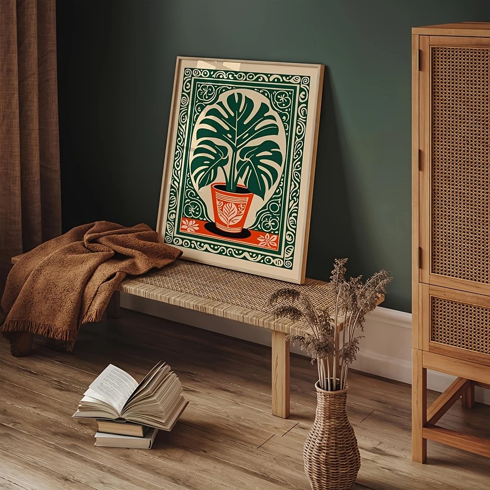 Bohemian Monstera Plant Canvas - đánh giá và giá Home Decor Aesthetic Pinterest