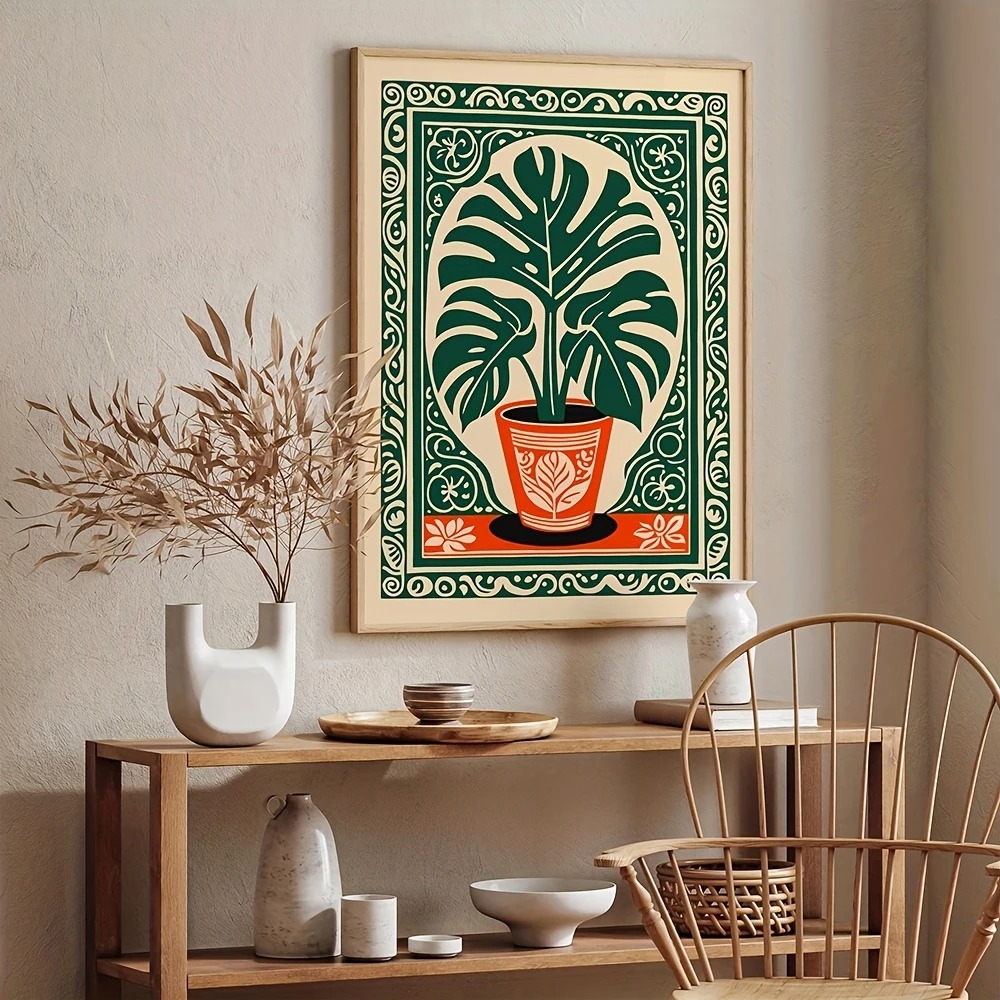 Bohemian Monstera Plant Canvas - đánh giá và giá Home Decor Aesthetic Pinterest