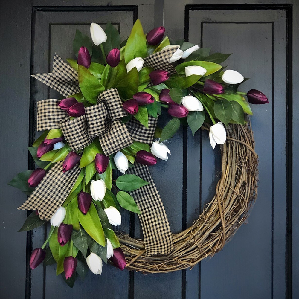 Spring Simulation Tulip Wreath - đánh giá và giá Home Decor Tulip