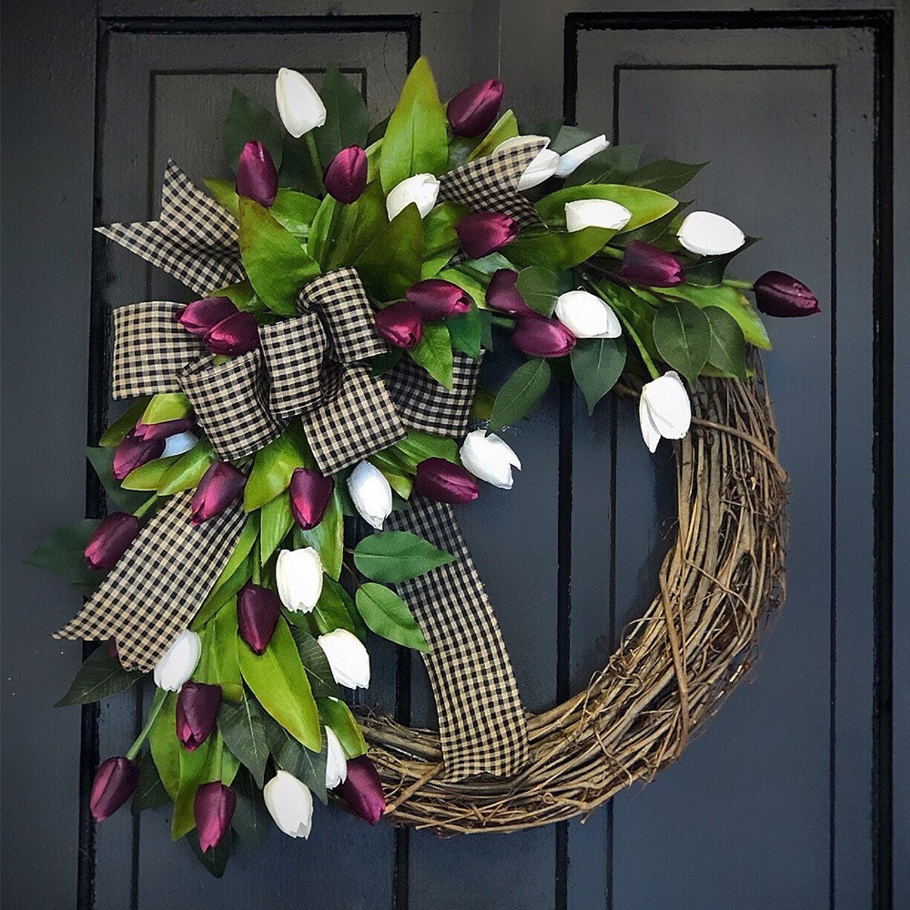 Spring Simulation Tulip Wreath - đánh giá và giá Home Decor Tulip