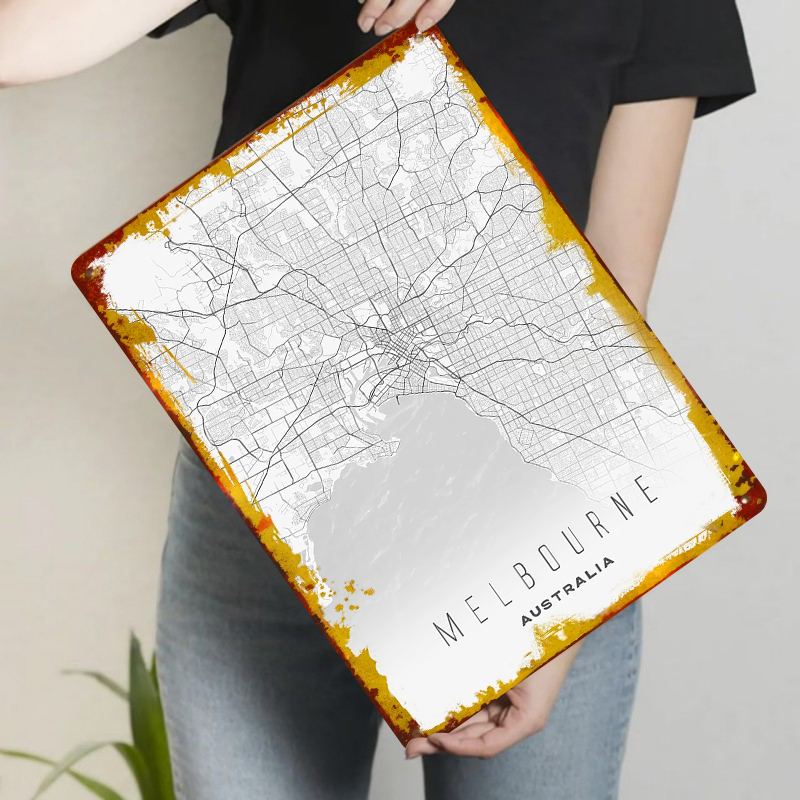 Melbourne City Map Metal Wall  - đánh giá và giá Home Decor Melbourne