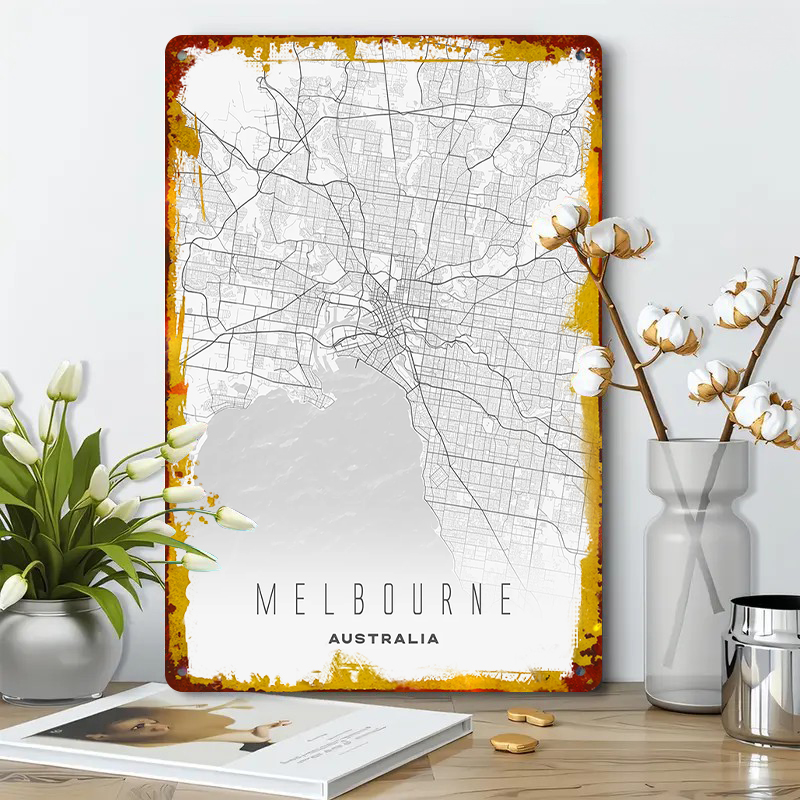 Melbourne City Map Metal Wall  - đánh giá và giá Home Decor Melbourne