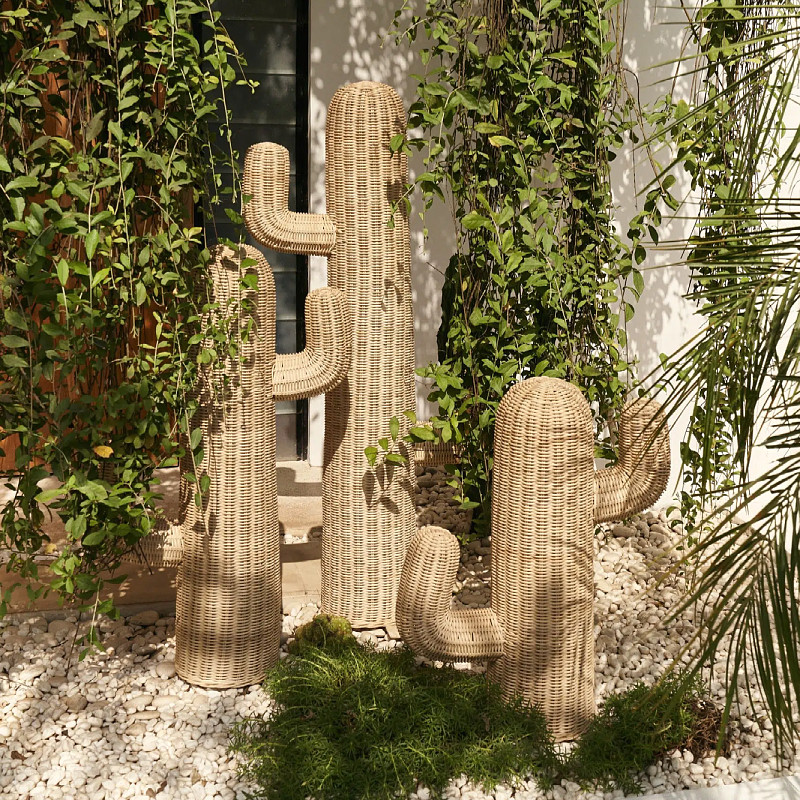 Handmade Rattan Floor Cactus S - đánh giá và giá Home Decor Modern Organic