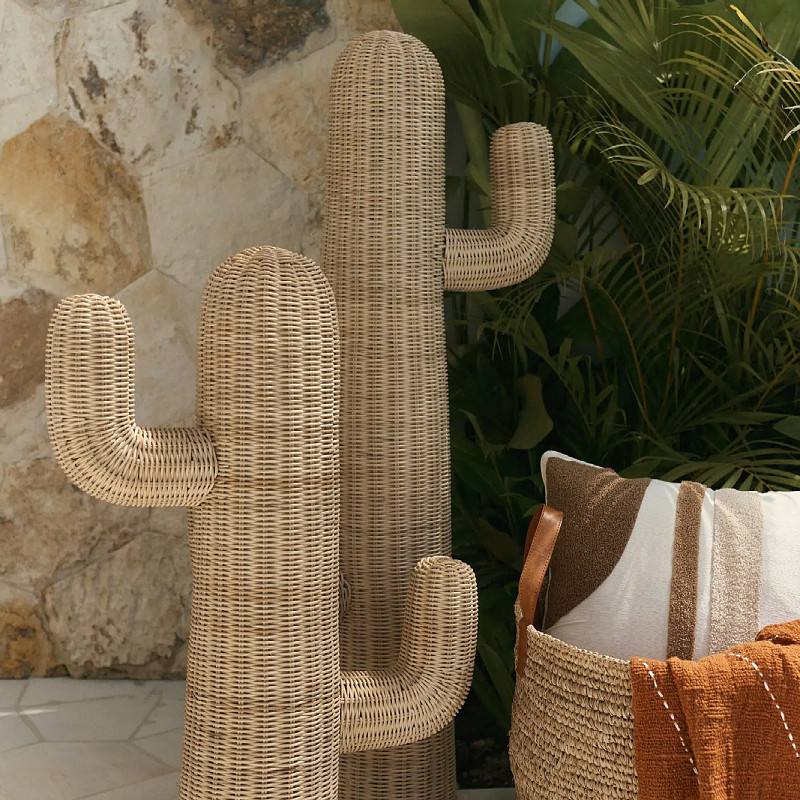 Handmade Rattan Floor Cactus S - đánh giá và giá Home Decor Modern Organic