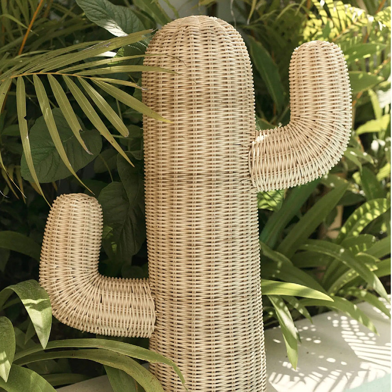 Handmade Rattan Floor Cactus S - đánh giá và giá Home Decor Modern Organic