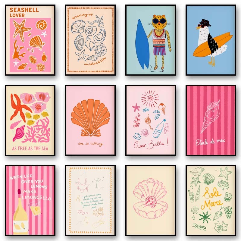 Tropical Preppy Poster Seashel - đánh giá và giá Home Decor Aesthetic Pinterest