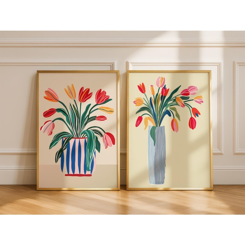 2pcs Tulip Flowers Canvas Wall - đánh giá và giá Home Decor Tulip