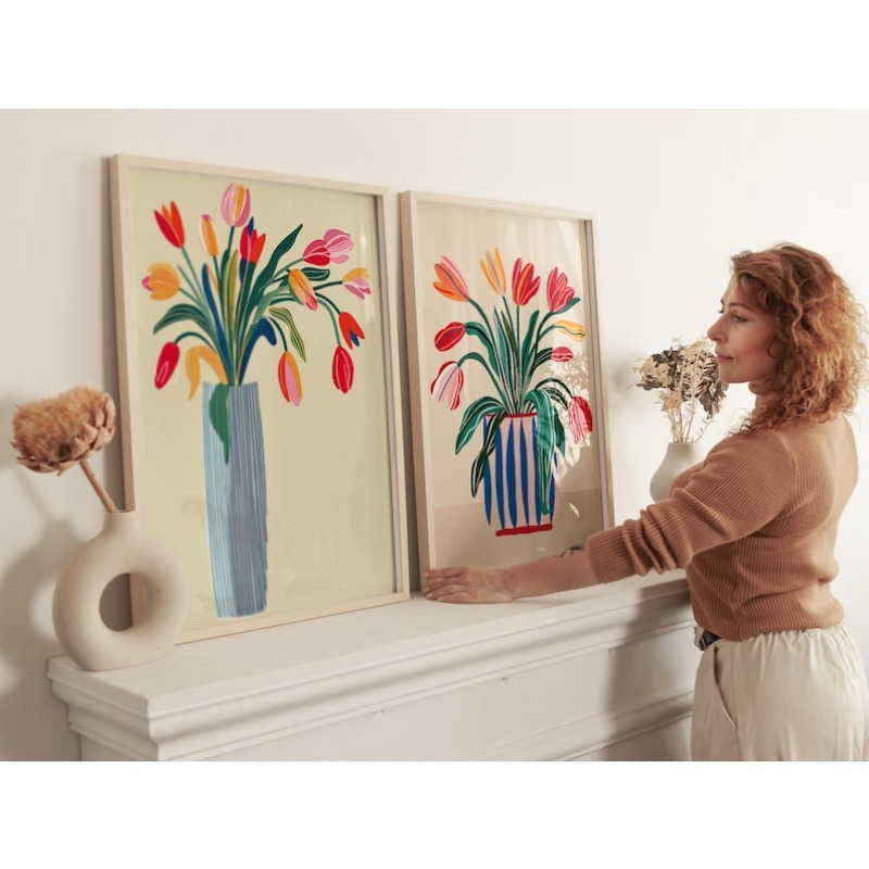 2pcs Tulip Flowers Canvas Wall - đánh giá và giá Home Decor Tulip