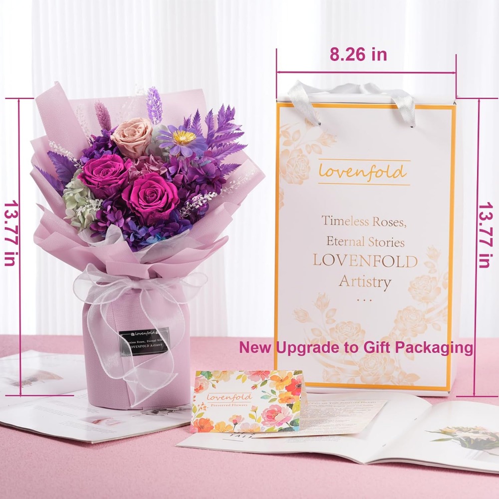 Preserved Purple Rose Bouquets - đánh giá và giá Home Decor Tulip